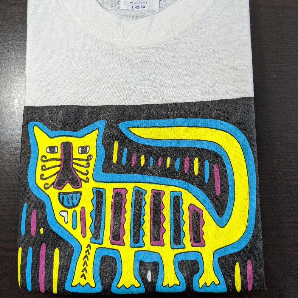 Vtg Hanes FineLine Cat Single Stitch